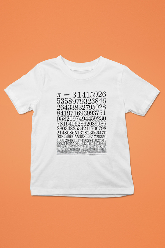 Pi Sayısı Baskılı Unisex Beyaz Tişört Baskılı Unisex Siyah Çocuk Tişört