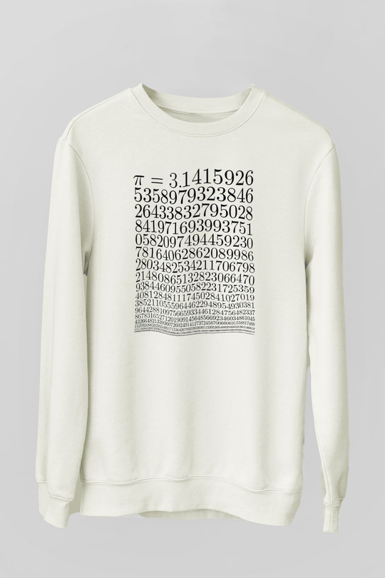 Pi Sayısı Baskılı Unisex Beyaz Tişört Baskılı Unisex Siyah Sweatshirt