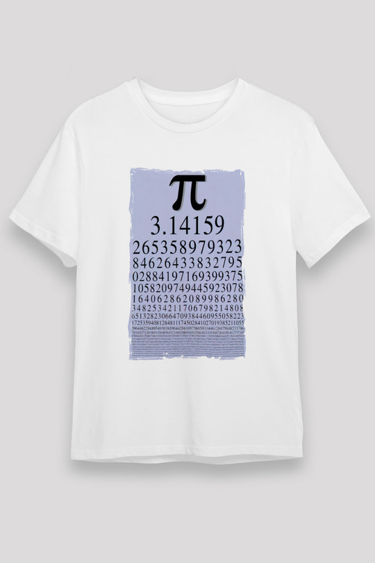 Pi Sayısı Matematik Sabiti Baskılı Unisex Beyaz Tişört
