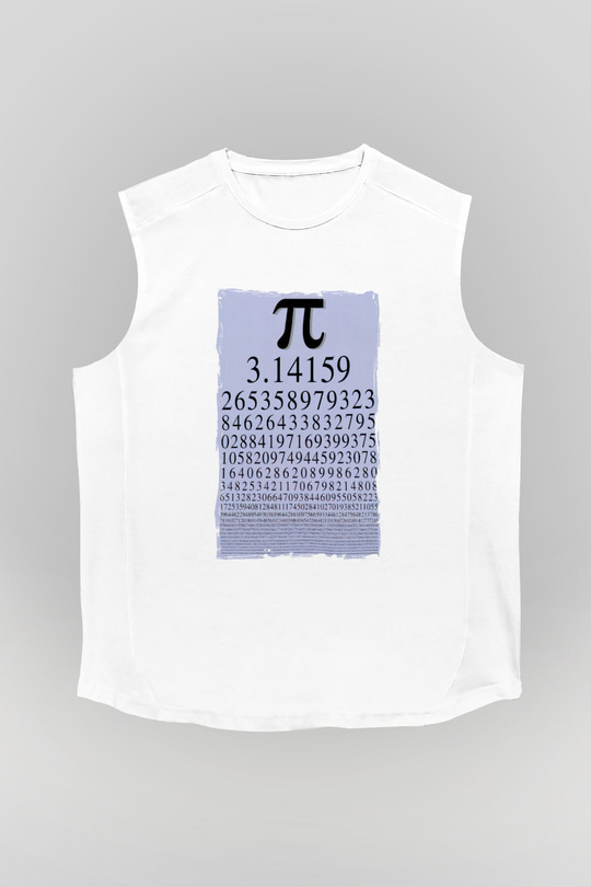 Pi Sayısı Matematik Sabiti Baskılı Unisex Beyaz Kolsuz Tişört