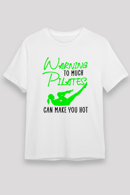 Pilates Baskılı Unisex Beyaz Tişört - Tshirt
