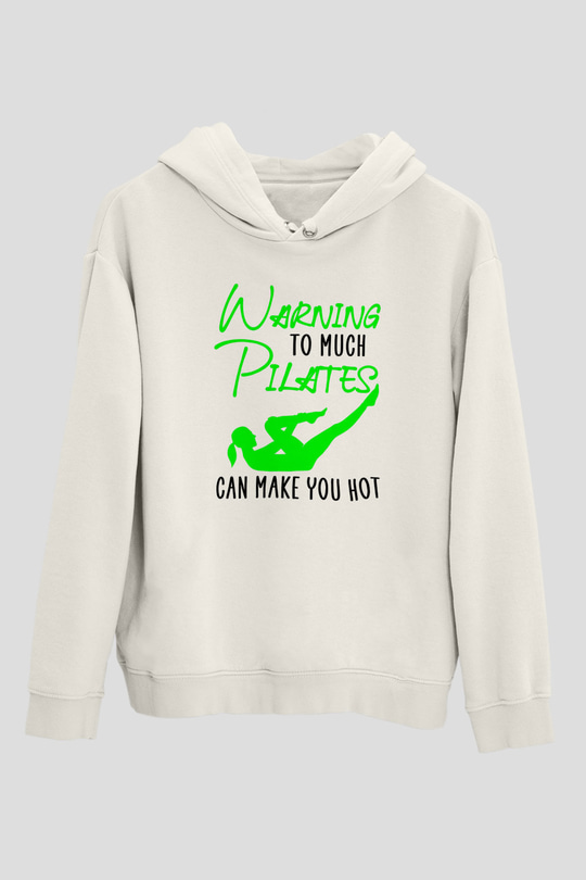 Pilates Baskılı Unisex Ekru Hoodie