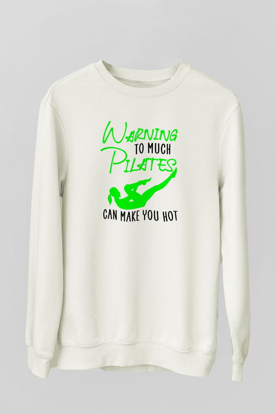 Pilates Baskılı Unisex Ekru Sweatshirt