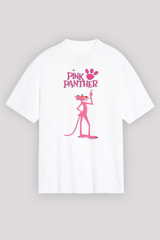 Pink Panther Beyaz Unisex Oversize Tişört