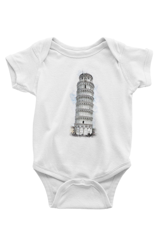 Pisa Kulesi Beyaz Bebek Body - Zıbın