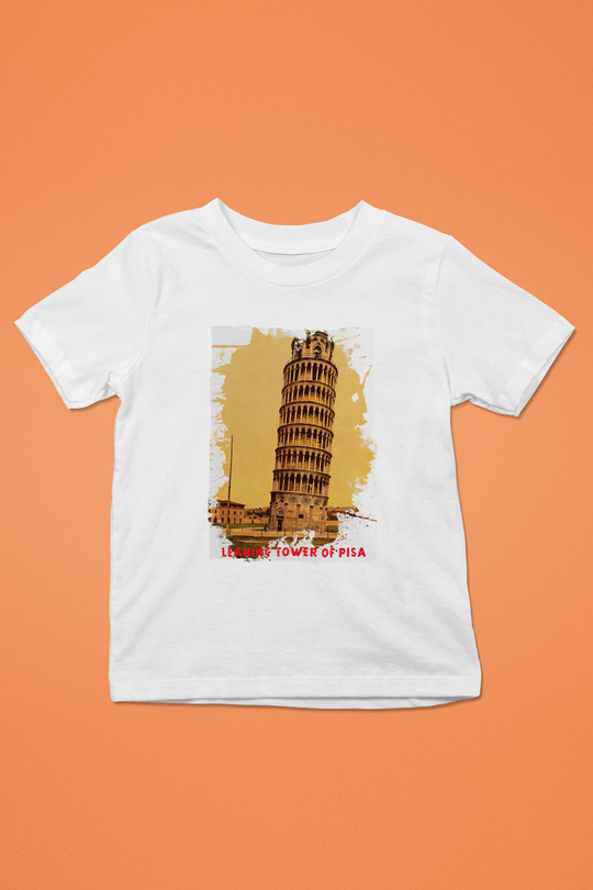 Pisa Kulesi Beyaz Unisex Çocuk Tişört