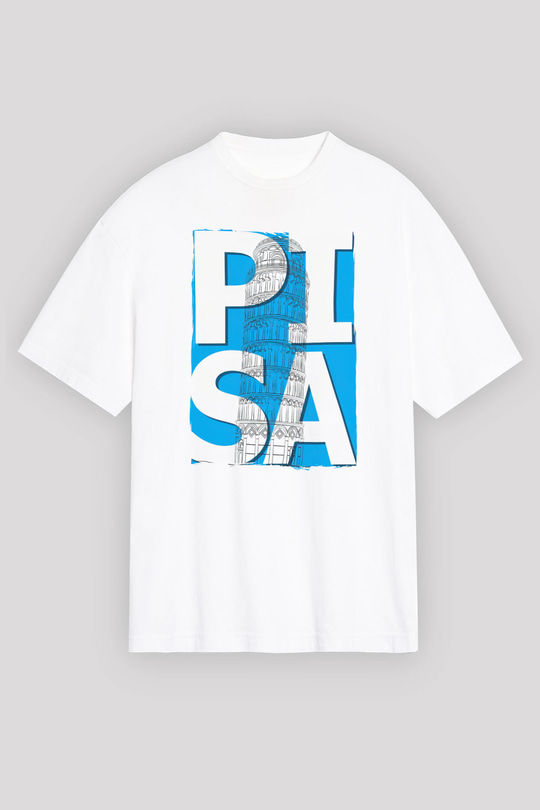 Pisa Kulesi Beyaz Unisex Tişört T-Shirt - TişörtFabrikası
