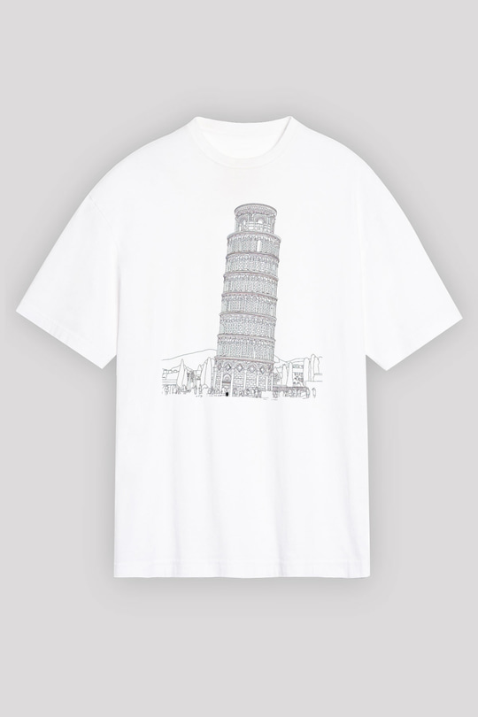 Pisa Kulesi Beyaz Unisex Tişört T-Shirt - TişörtFabrikası