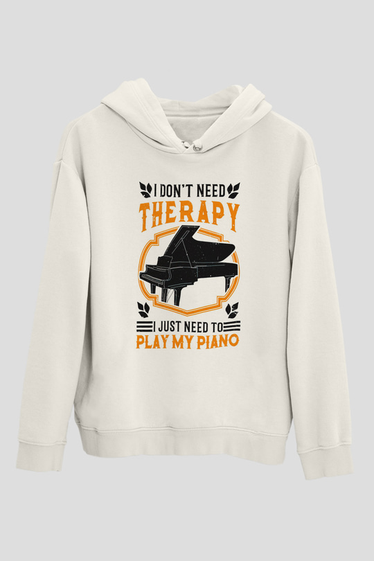 Piyanist Beyaz Unisex Kapüşonlu Sweatshirt