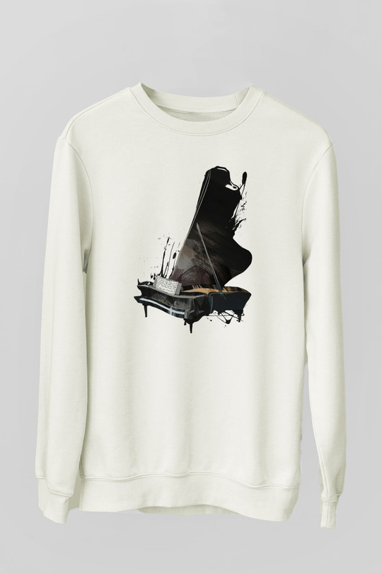 Piyanist Beyaz Unisex Sweatshirt
