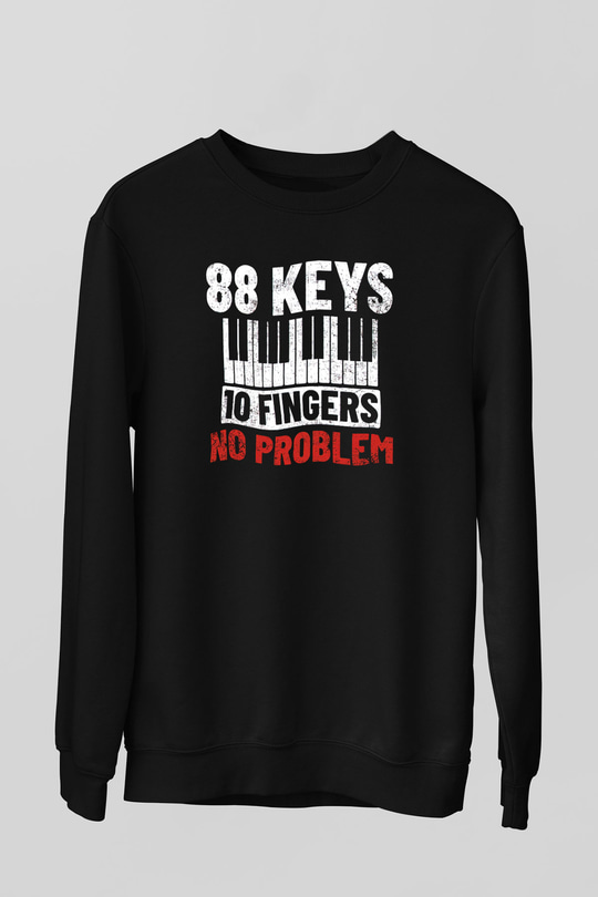 Piyanist Siyah Unisex Sweatshirt