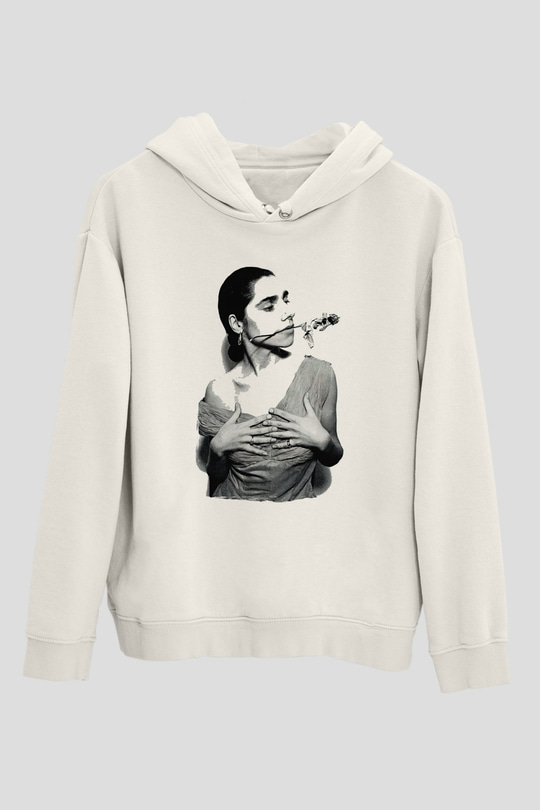 Pj Harvey Baskılı Beyaz Unisex Kapüşonlu Sweatshirt