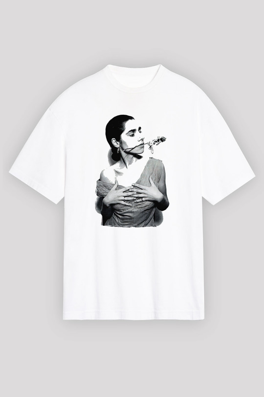 Pj Harvey Baskılı Beyaz Unisex Oversize Tişört - Tshirt