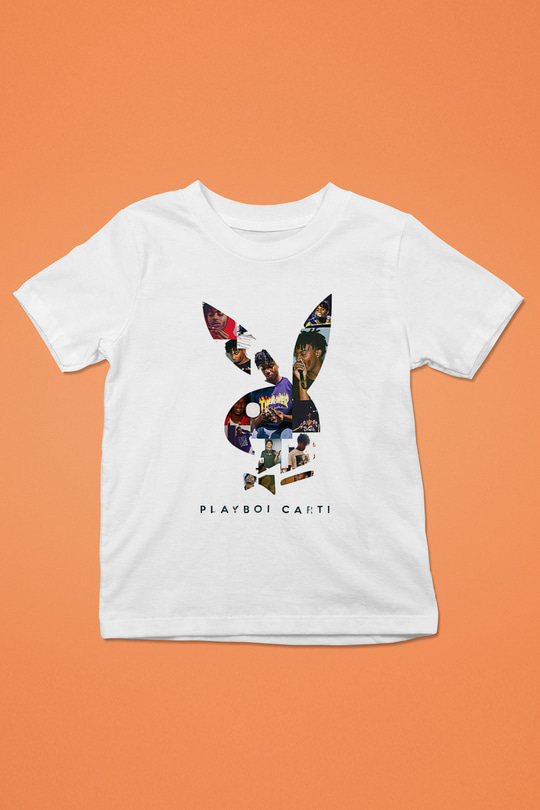 Playboi Carti Baskılı Beyaz Unisex Beyaz Çocuk Tişört - Tshirt