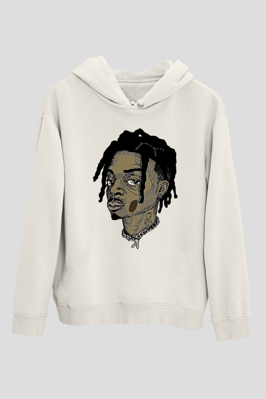 Playboi Carti Baskılı Beyaz Unisex Kapüşonlu Sweatshirt