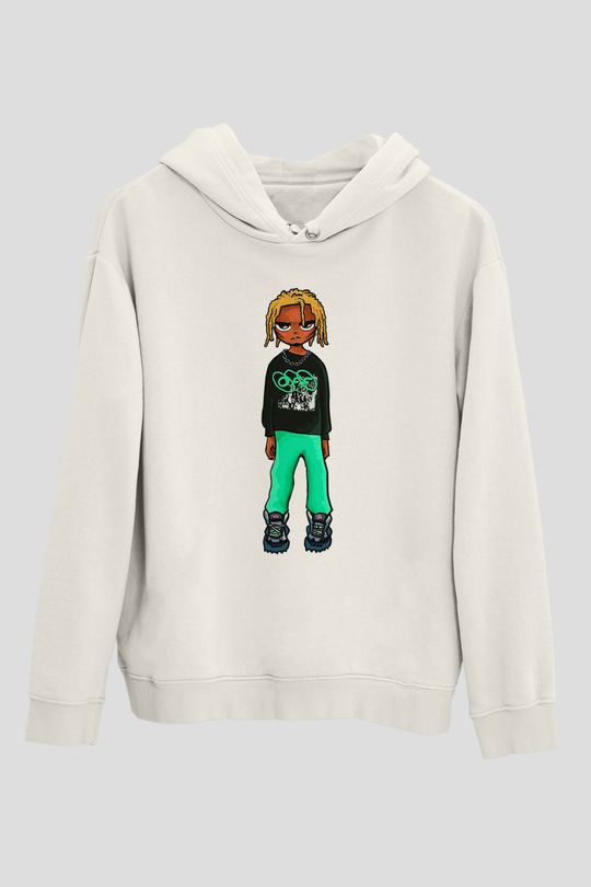 Playboi Carti Baskılı Beyaz Unisex Kapüşonlu Sweatshirt