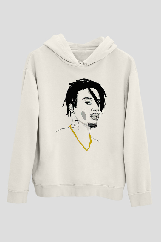 Playboi Carti Baskılı Beyaz Unisex Kapüşonlu Sweatshirt