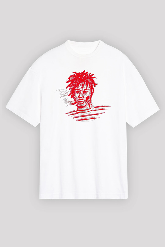 Playboi Carti Baskılı Beyaz Unisex Oversize Tişört - Tshirt