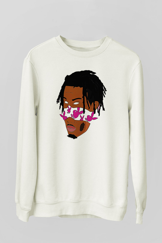 Playboi Carti Baskılı Beyaz Unisex Sweatshirt