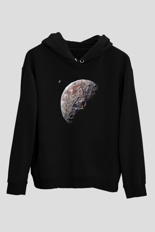 Plüton Siyah Unisex Hoodie