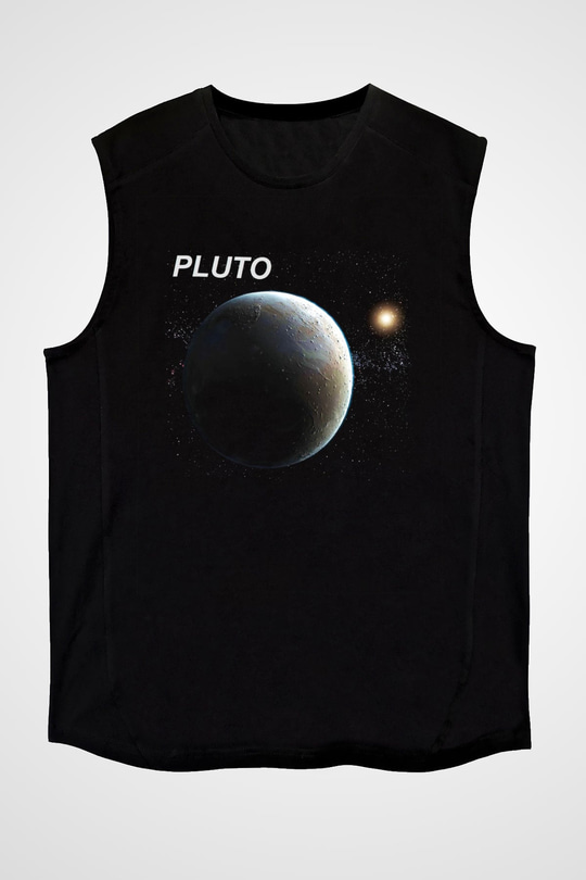 Plüton Siyah Unisex Kolsuz Tişört