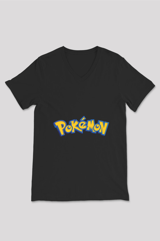 Pokemon Beyaz Unisex V Yaka Tişört T-Shirt