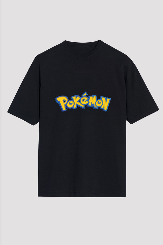 Pokemon Siyah Unisex Oversize Tişört T-Shirt