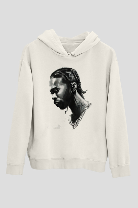 Pop Smoke Baskılı Beyaz Unisex Kapüşonlu Sweatshirt