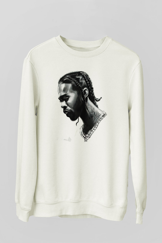 Pop Smoke Baskılı Beyaz Unisex Sweatshirt