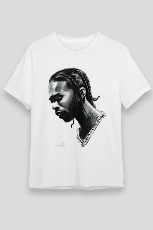 Pop Smoke Baskılı Unisex Beyaz Tişört - Tshirt