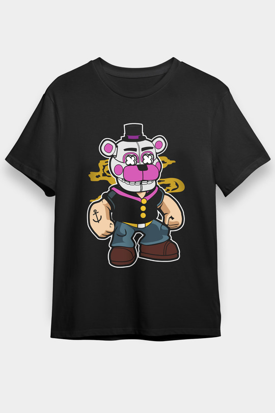 Popeye Freddy Baskılı Unisex Siyah Tshirt