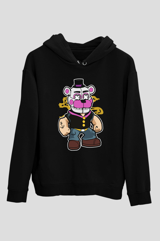 Popeye Freddy Baskılı Unisex Siyah Tshirt
