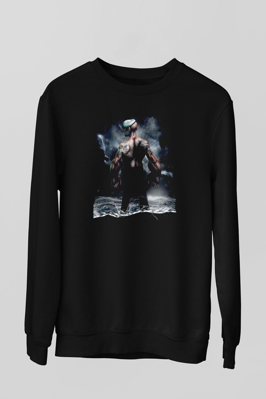 Popeye Siyah Unisex Sweatshirt