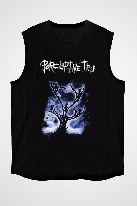 Porcupine Tree Baskılı Unisex Siyah Kolsuz Tişört - Tshirt