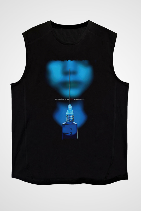 Porcupine Tree Baskılı Unisex Siyah Kolsuz Tişört - Tshirt