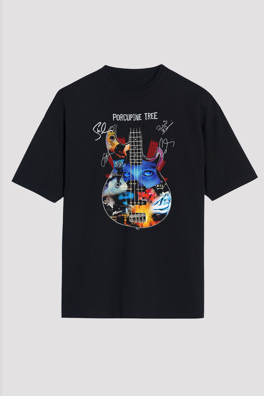 Porcupine Tree Baskılı Unisex Siyah Oversize Tişört - Tshirt