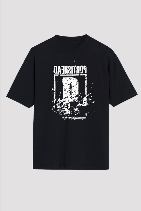 Portishead Baskılı Unisex Siyah Oversize Tişört - Tshirt