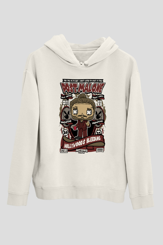 Post Malone Baskılı Unisex Beyaz Hoodie