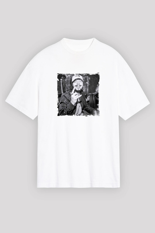 Post Malone Baskılı Unisex Beyaz Tişört