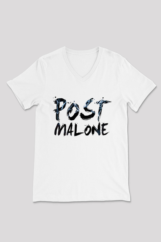 Post Malone Beyaz Unisex V Yaka Tişört T-Shirt