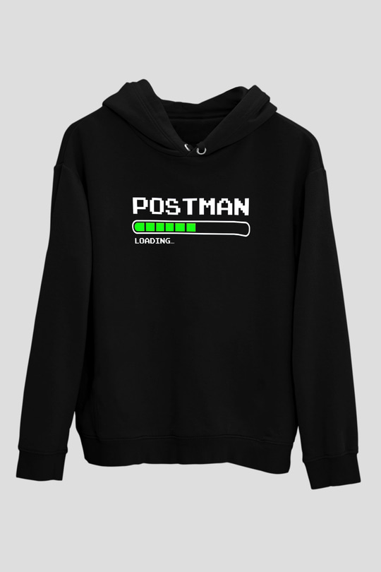 Postacı Siyah Unisex Kapüşonlu Sweatshirt