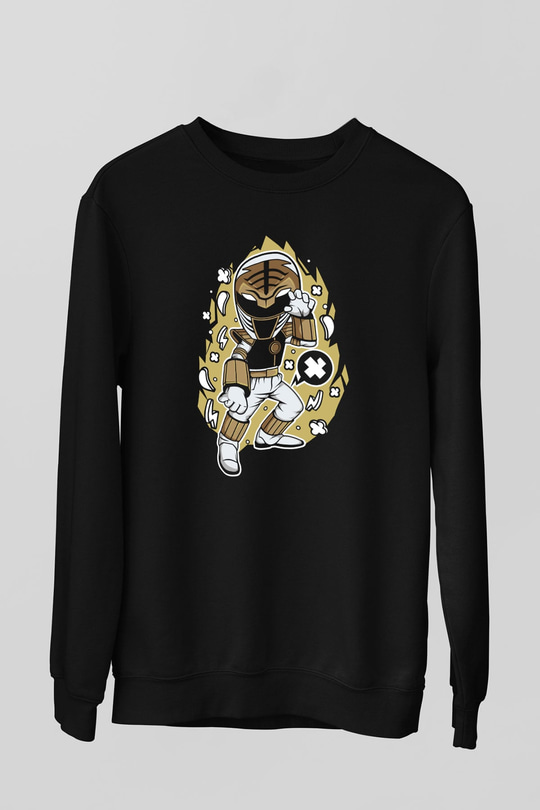 Power Ranger Baskılı Siyah Unisex Tshirt