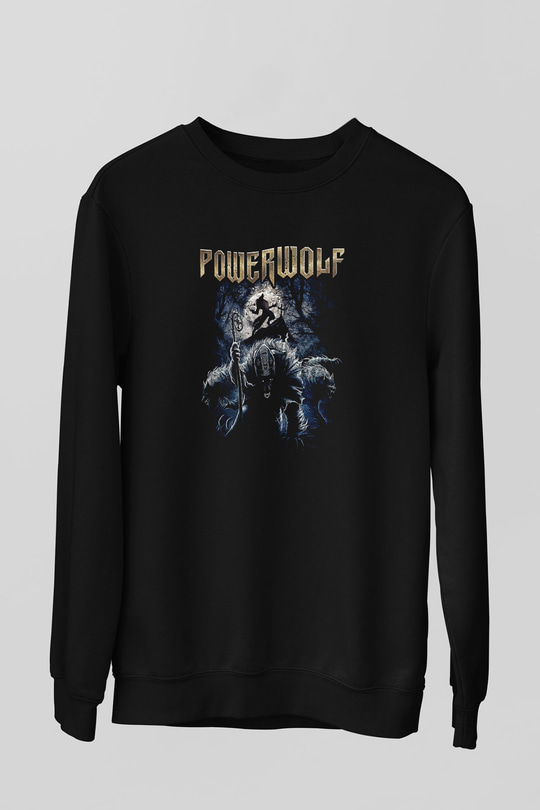 Powerwolf Baskılı Unisex Siyah Sweatshirt