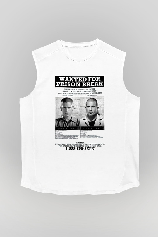 Prison Break Beyaz Unisex Kolsuz Tişört