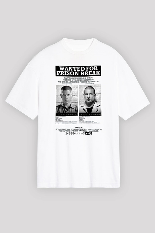 Prison Break Beyaz Unisex Oversize Tişört T-Shirt