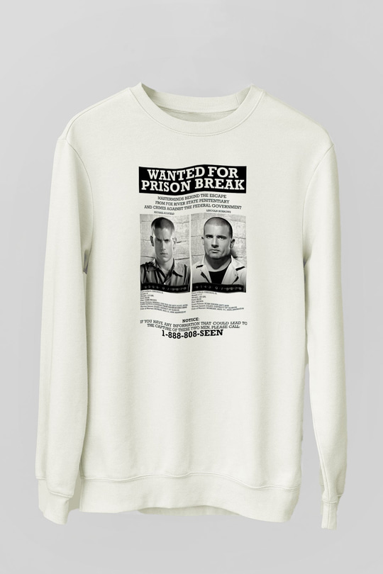Prison Break Beyaz Unisex Sweatshirt