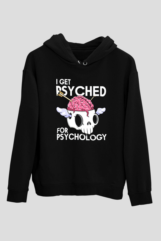 Psikolog Siyah Unisex Kapüşonlu Sweatshirt