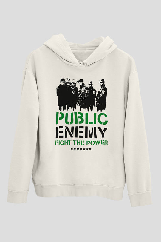 Public Enemy Beyaz Unisex Kapüşonlu Sweatshirt