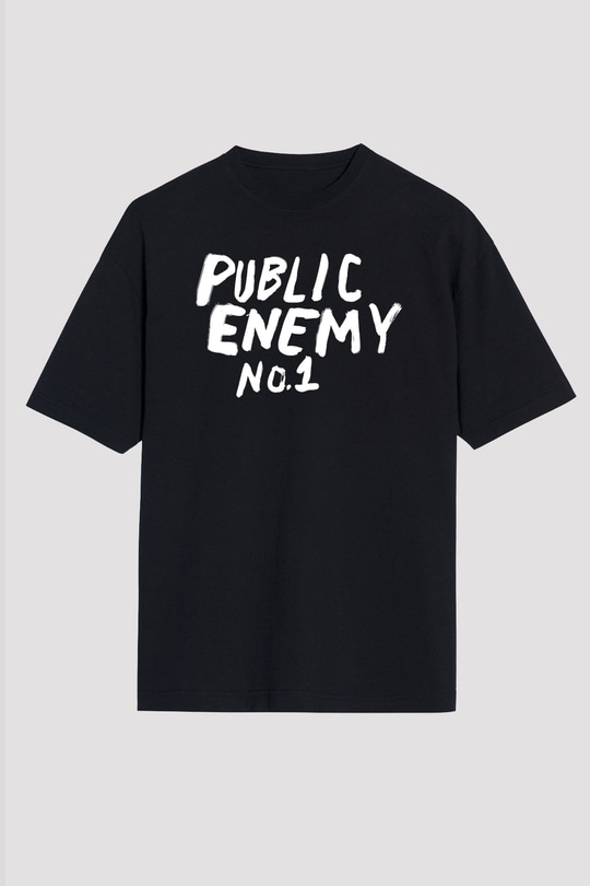 Public Enemy Siyah Unisex Oversize Tişört T-Shirt