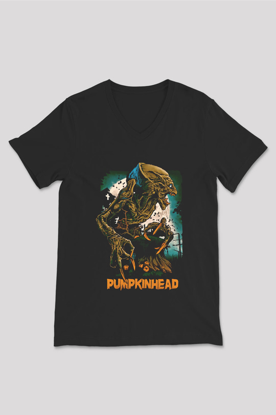 Pumpkinhead Siyah Unisex V Yaka Tişört